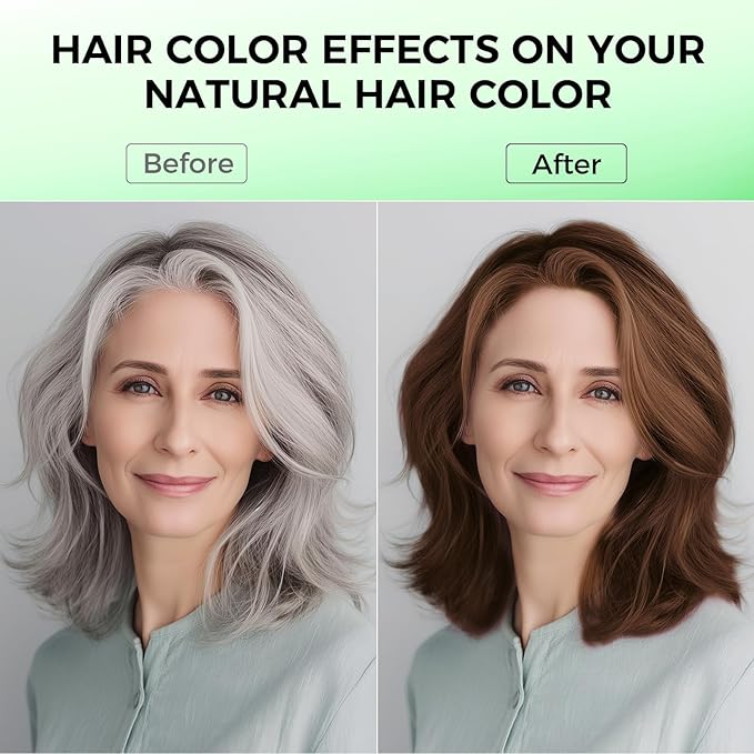 Dark Brown Hair Dye Shampoo for Woman & Man, Argan Hair Color Shampoo 3 in 1, Semi-Permanent Gray Hair Coverage, Mild Formula, Lasts 30 Days(16.90 oz)