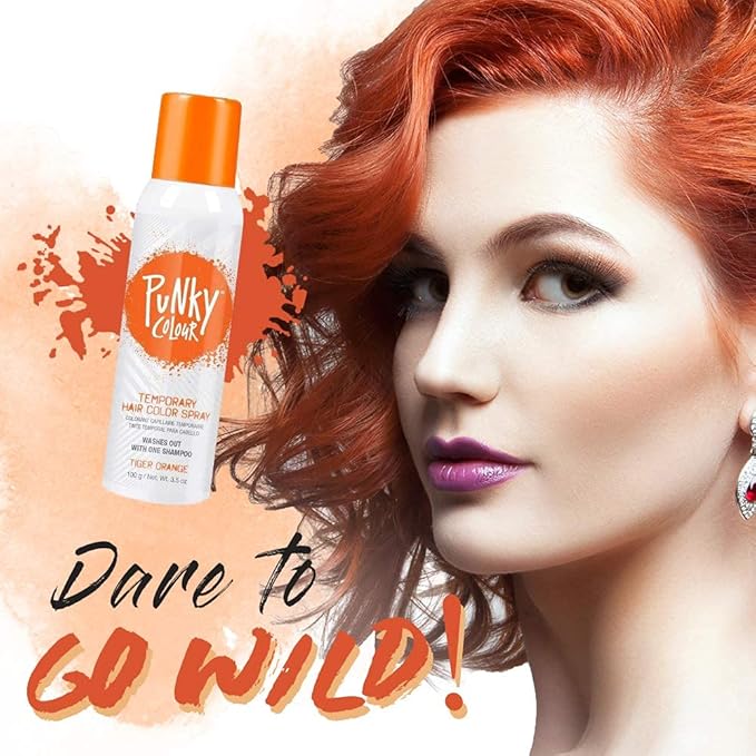 Punky Temporary Hair Color Spray – Tiger Orange, Instant Vivid Temporary Hair Dye for Women, Wash Out, Hair-Color Spray, 3.5 oz, 2 Pack
