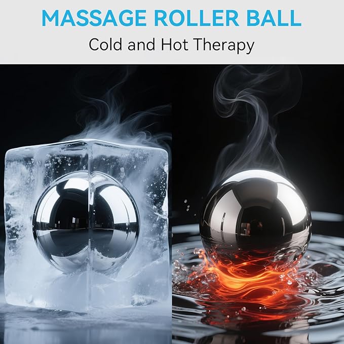 iECO Massage Ice Roller Ball - Stainless Steel Cold & Heat Therapy Massage Tool for Deep Tissue, Sore Muscle, Trigger Point, Muscle Knots Full Body Relax