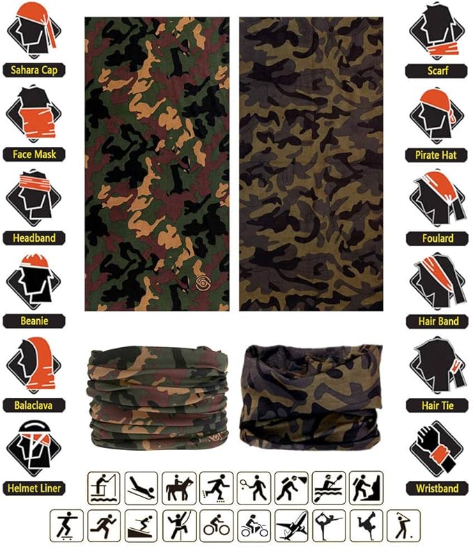 Neck Gaiter Headband Headwear Head Wrap Face Mask Magic Scarf Bandana for Men and Women