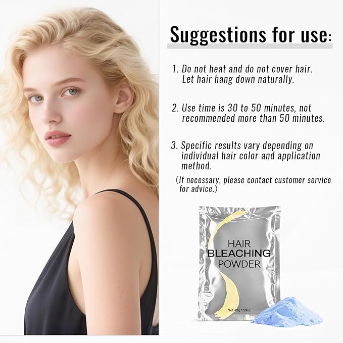 Hair Bleach Powder,High Performance Up to 8 Levels of Lift for Hair Highlights & Lightening(45g/1.59oz)