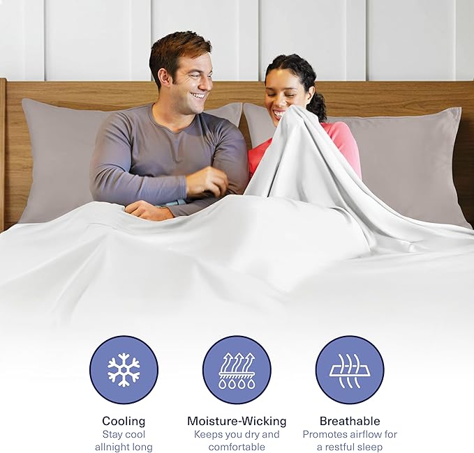 Kickoff Viscose Bamboo Pillowcase, King, Set of 2, 100% Organic Hidden Zippered Viscose Bamboo Pillow Case King Size, Cooling Pillow Cover for Hot Sleepers (20"x40", Grey Mist)
