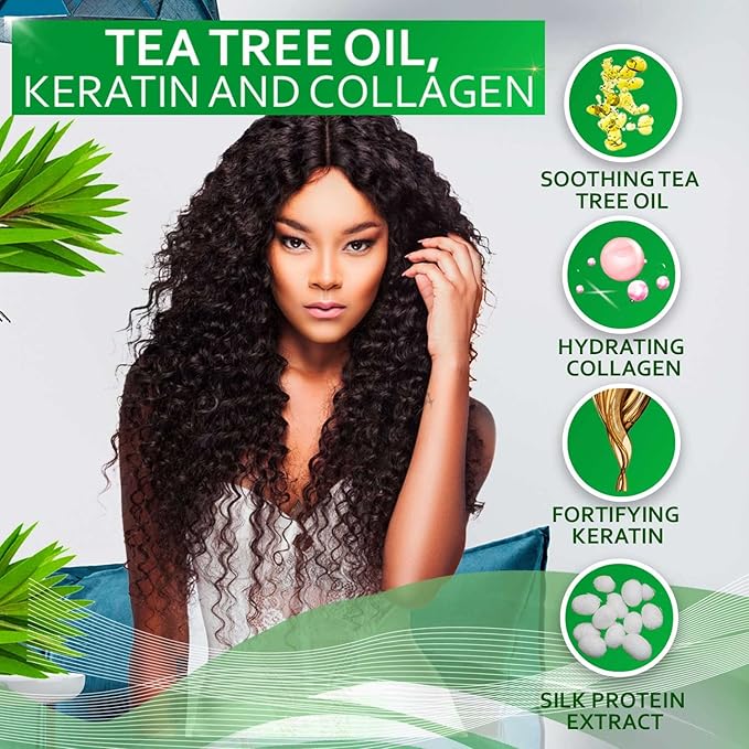Tea Tree Oil Shampoo - Sulfate and Paraben Free with Collagen Keratin - Ideal for Women and Men with Oily Hair and Scalp Buildup - Anti Dandruff Treatment for Itchy, Dry Scalps – Salon Grade Products