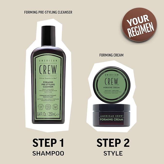 American Crew Men's Hair Forming Cream, Like Hair Gel with Medium Hold & Medium Shine, Stocking Stuffer for Him, 3 oz