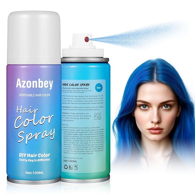 Halloween Hair Spray,Temporary Hair Color Spray for Women Kids Men,Washable Hairspray,Colored Hair Spray,Color Hairspray for Halloween,Party,Cosplay,Christmas Day (06#Blue)