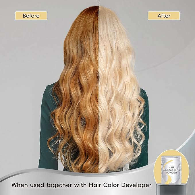 Bleach for Hair 100g / 3.53oz, Hair Powder Bleach, Ammonia-Free Formula Lifts up to 8, Removes Color Quickly and Evenly