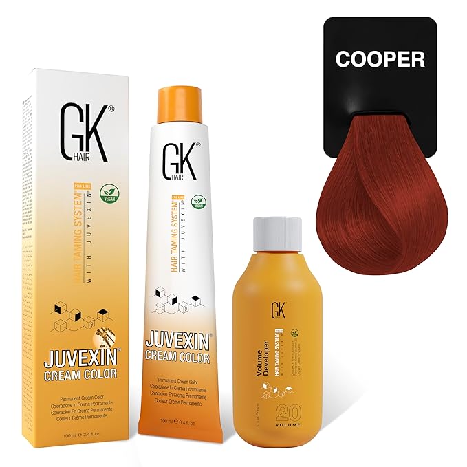 GK HAIR Global Keratin Mixtones Copper Hair Color Cream Tube (3.4 Fl Oz/100ml) + 20 Volume Developer (5 Fl Oz/150ml) - Professional Permanent Long Lasting Toner Dye