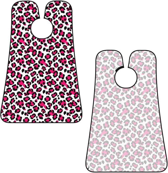Beard Bib Apron for Men Shaving, Waterproof Non-Stick Hair Catcher with Suction Cups, Grooming Essential for Dad Husband, White Pink Cheetah Leopard Print Shave Bib
