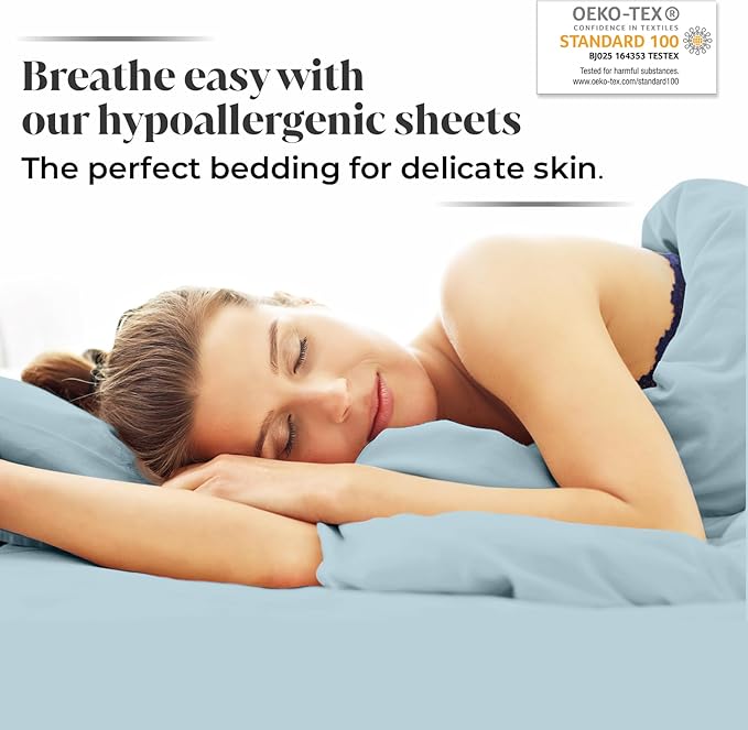 Luxury Bamboo Market | Queen Envelope Pillowcase Set | 100% Viscose Made from Bamboo | Organically Grown | Ultra Soft | Cooling | 2pcs [Spa Blue]