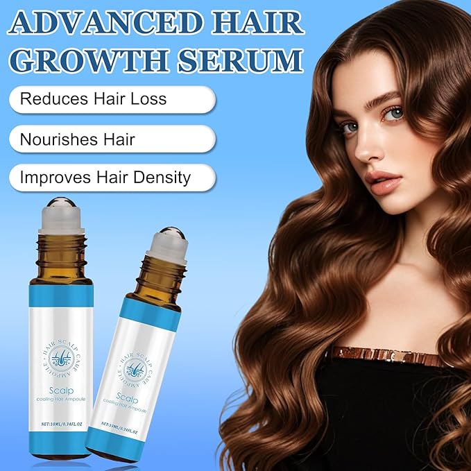 Advanced Hair Growth Serum Roll-On,Hair Growth Roll-On Serum for Men & Women for Hair Loss & Thinning,Nourishes Scalp & Roots,Non-Greasy,Lightweight For All Hair Types(10ml,3pcs)