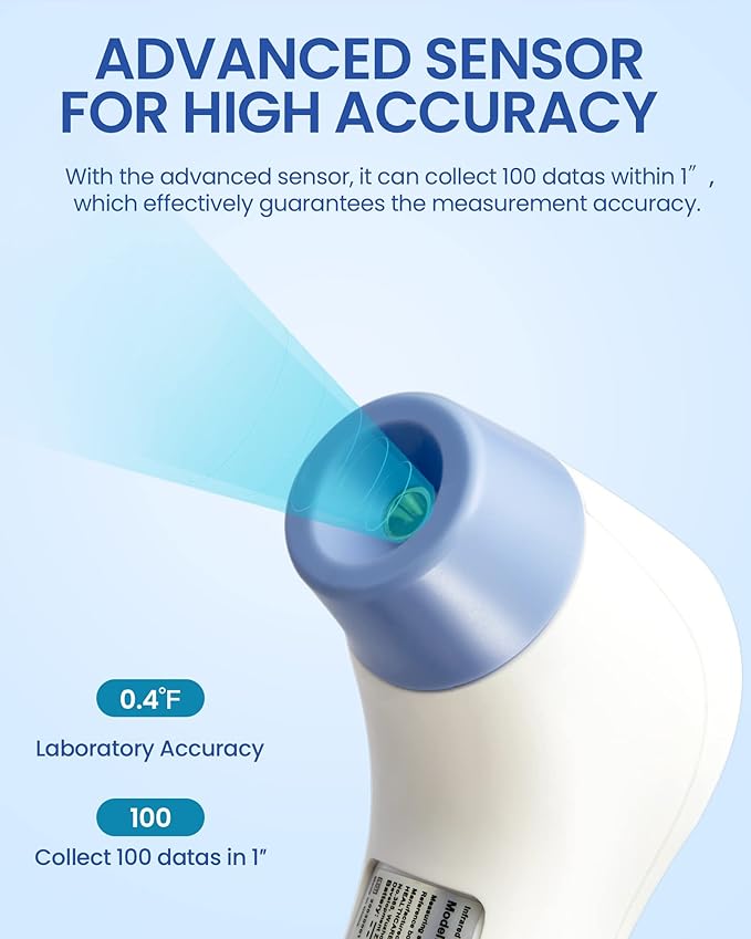 Forehead Thermometer for Adults and Kids, Digital Touchless Thermometer for Baby, Infants and Toddlers, 3 Color Fever Alarm, 1s Fast Accurate Reading, Non Contact