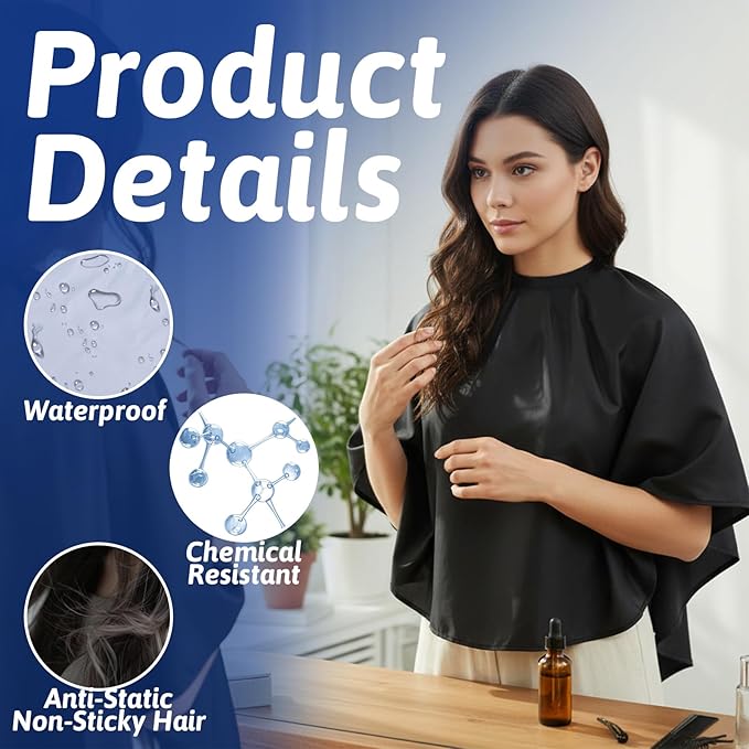 Short Makeup Cape Waterproof Salon Beauty Artist Capes Professional Comb-out Haircutting Shampoo Cape for Women Men Styling Hair Dye