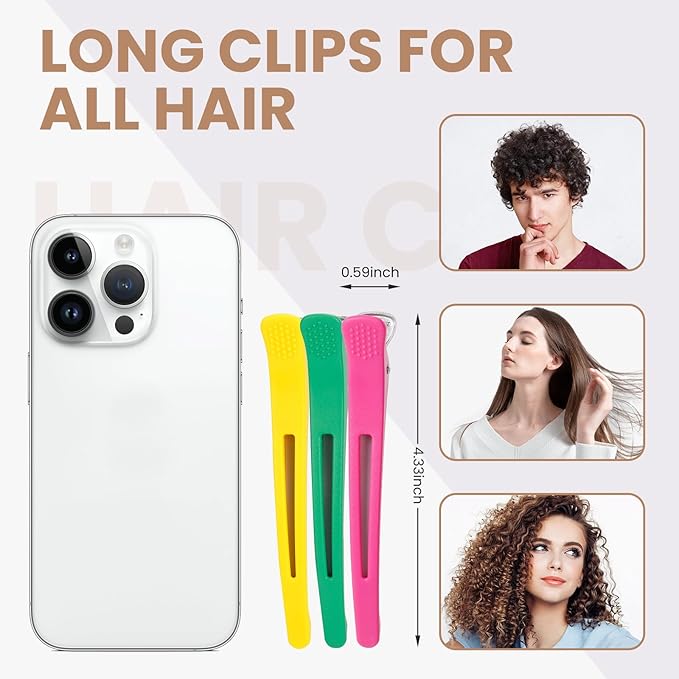 12PCS Hair Clips for Styling - No Crease Hair Clips for Women - Non Slip Duck Billed Hair Roller Clips with Silicone Band - Salon Hair Sectioning Clips