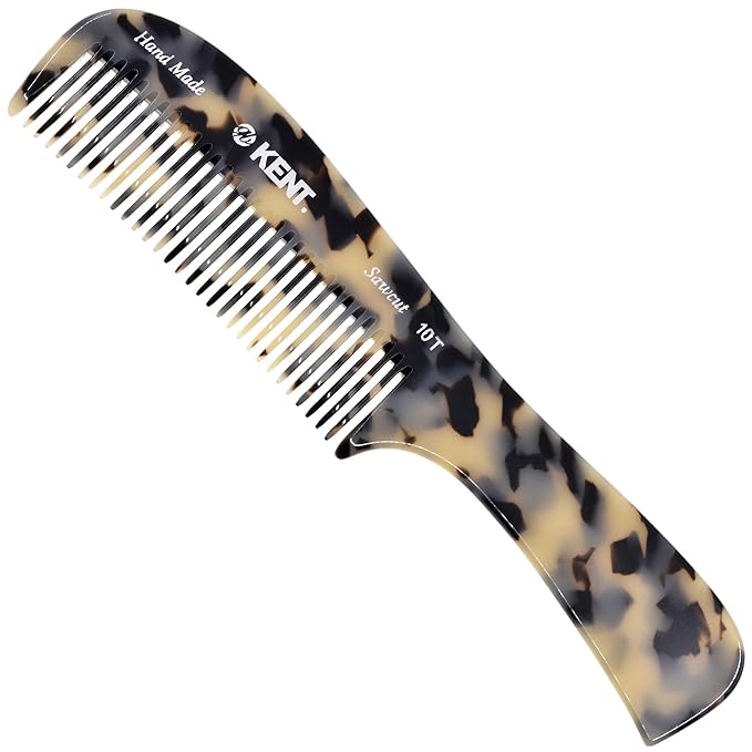 Kent 10T TW Large Detangler Comb, Handmade Wide Tooth Comb for Curly Thick Hair, Detangling Combs For Wet and Dry Hair, Saw-Cut and Hand Polished Made in England