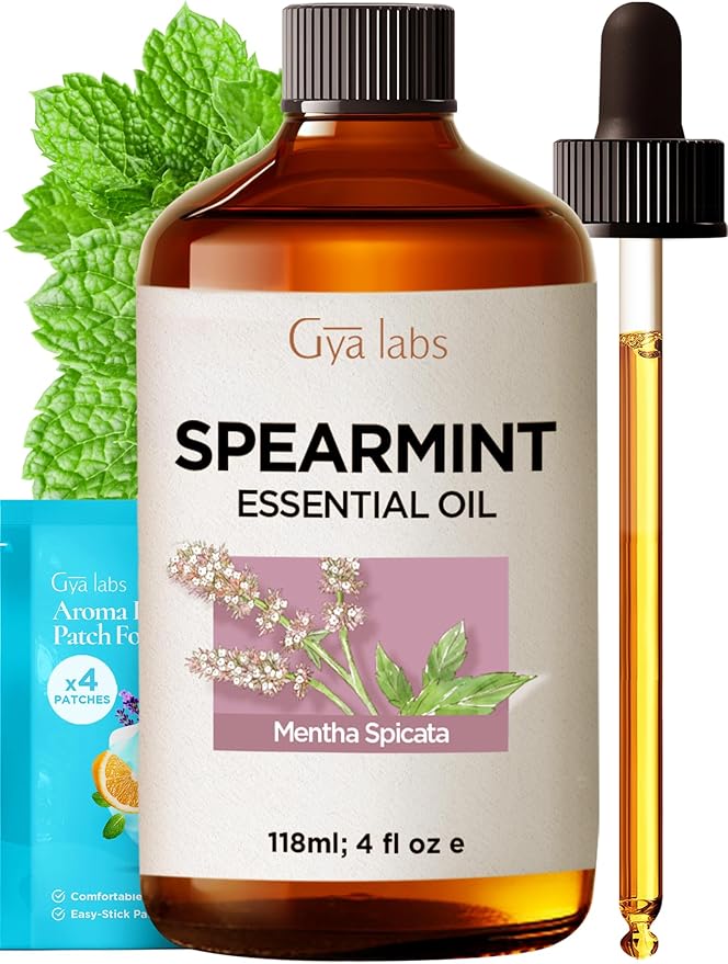 Gya Labs Spearmint Essential Oil - 4 Fl Oz - for Hair, Skin, Diffuser, Aromatherapy & DIY Candle Making Scent
