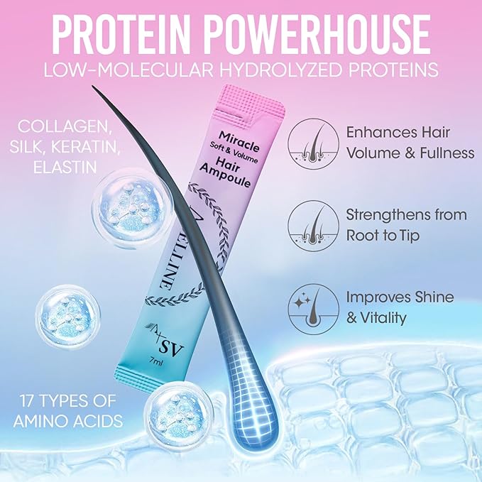 ADELLINE Miracle Hair Ampoule 15 Set | Korean Hair Care with 4 Low-Molecular Proteins & 17 Amino Acids | Water-to-Cream Hair Filler for Damaged Hair | Silicone-Free Scalp & Volume Treatment
