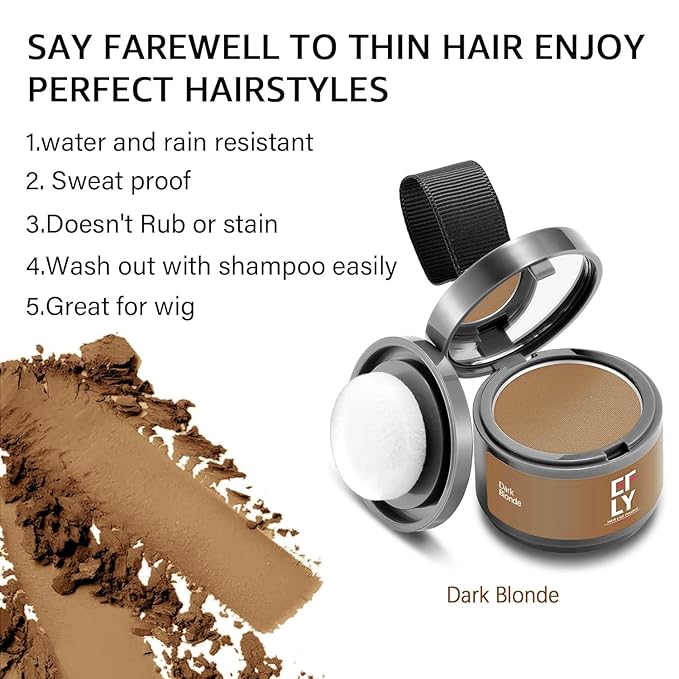 Root Touch Up Hair Color Powder For Concealing Hair Loss and Thinning, Gray Hair Shadow Powder Root Cover Up Hairline Powder For Women Men Eyebrows, Beard Line (Dark Blonde, 0.14 Ounce)
