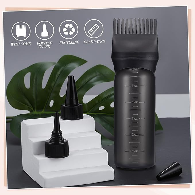 Pimoys Hair Oil Applicator Bottles Dye Brush for Women Scalp, Hair Color Products Things with Root Comb Hair Dye Tools, Black