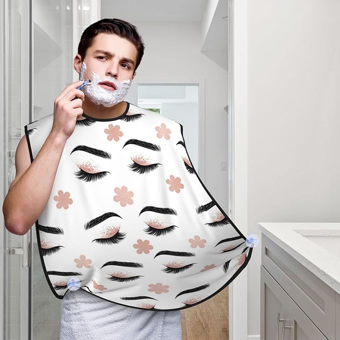 Waterproof Beard Trimming Bib, Non-Stick Hair Catcher for Men Shaving, Grooming Apron for Husband Dad, Rose Gold Women Eyes Eyelash Shave Bib