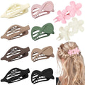 10 Pcs Flat Hair Clips for Women, Lay Flat Claw Clips French Glossy Claw Clips for Thick & Thin Hair No-Slip Hair Claw Strong Hold Barrettes Hair Clamps for Women