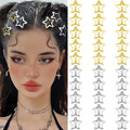 Star Hair Clips 2000s Y2K Snap Hair Barrettes Non Slip Star Hair Accessories Gold Silver Metal Hair Clips for Girls Women -30 PCS 1.18"