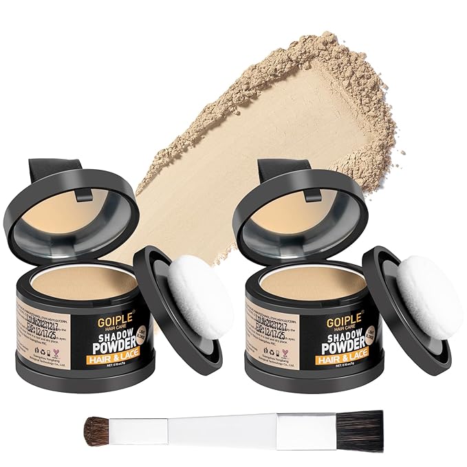 Root Cover Up Powder Hairline Powder for Women Root Touch Up Hair Color for Bald Spots, Eyebrows, Beard Line, Light-Blonde Hair Fibers for Thinning Hair Shadow Cover Up 2 Pack (Light Blonde)