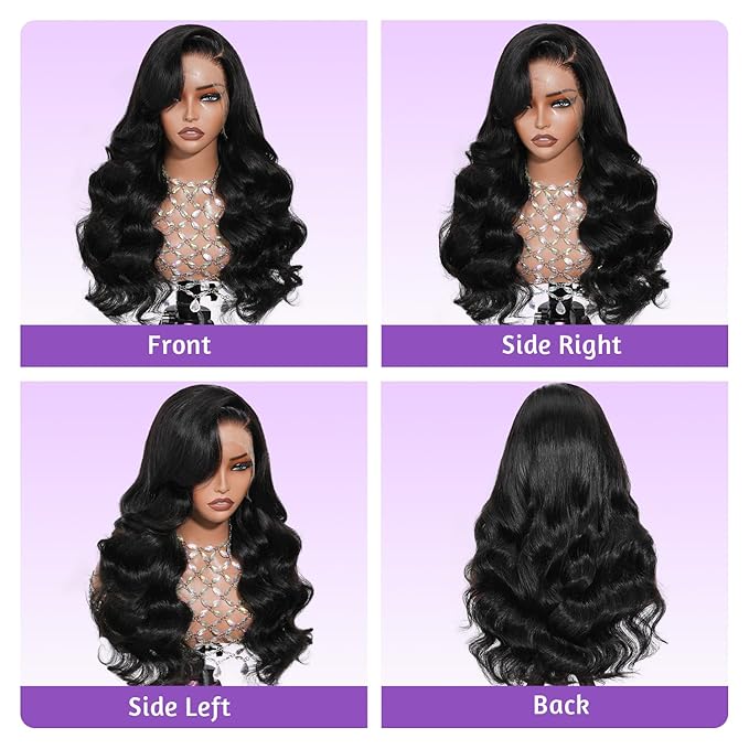 13x4 Full Frontal SKINLIKE Real HD Lace Wig, Vivid Pre-Plucked Hairline Bleached Knots 0.10mm Ultra-thin HD Lace Body Wave 200% Density Full Cuticle Aligned Remy Hair 30 Inch