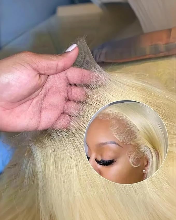 Real Hd 613 13x6 Lace Front Wig Human Hair Pre Plucked Bleached Knots 200% Density 0.10mm Ultra-Thin Invisible Lace Blonde Wig Human Hair Body Wave For Women 28 Inch