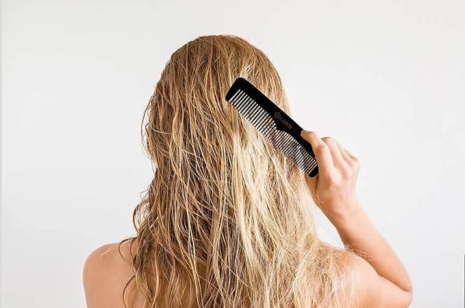 Buffalo Horn Comb - Anti-Static Detangling Styling Comb for All Hair Types (Classic Fine Tooth, Men, Women, Kids)