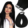Sunny Hair Tape in Hair Extensions Human Hair 20inch Hair Extensions Real Human Hair Tape in Extensions for Women Jet Black Invisible Remy Hair Natural Straight Skin Weft Double Sided Tape 40pcs 100g