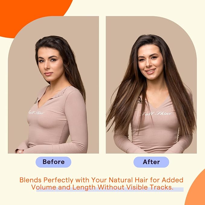 Full Shine Hair Extensions Tape in Hair Color 2 Fading to 8 Highlight 2 Darkest Brown Balayage Tape Real Human Hair 20 Inch Remy Tape Ins Extensions 50G 20Pcs Hair Extensions Add Length