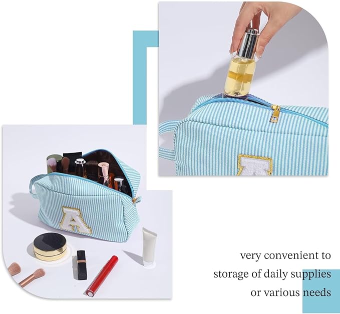 YOOLIFE Bridesmaid Gifts - Bridal Shower & Wedding Day Gifts, Monogram Initial Makeup Bags for Women