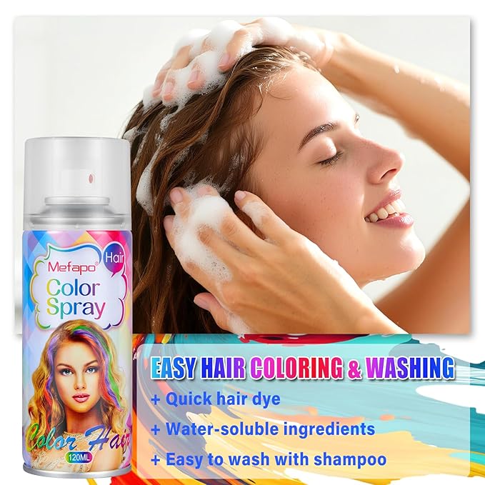 Gray Hair Spray, Temporary Hair Color Spray for Kids Women, Temporary Grey Hair Dye, Washable Disposable Natural Gray Hair Color Hair Strong Style for Christmas Party,Cosplay (Silver 120ML)