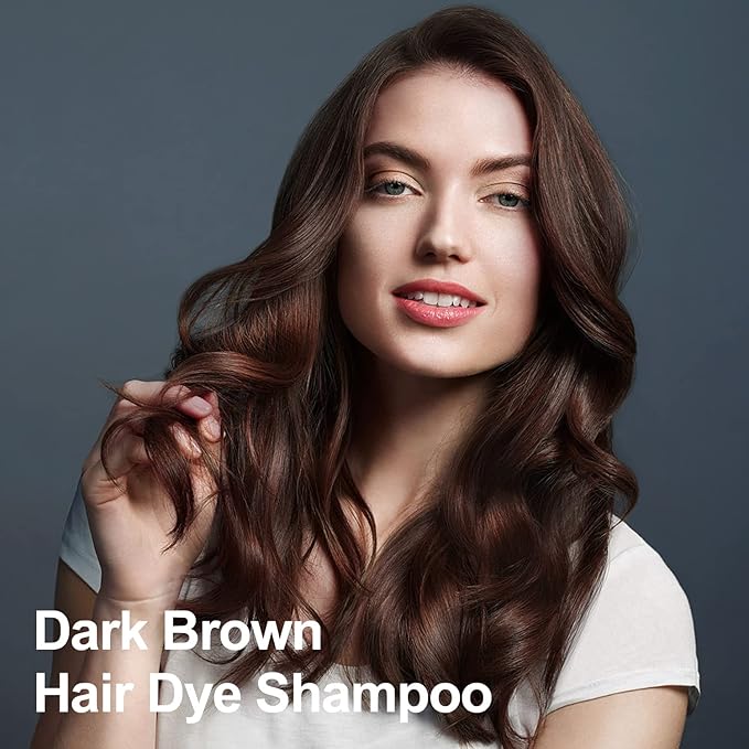 Dark Brown Hair Dye 16.9 Fl Oz, Argan Oil Hair Shampoo, 3 in 1 Dye Shampoo, Easy To Use, Semi-Permanent Hair Color Shampoo (Dark Brown)
