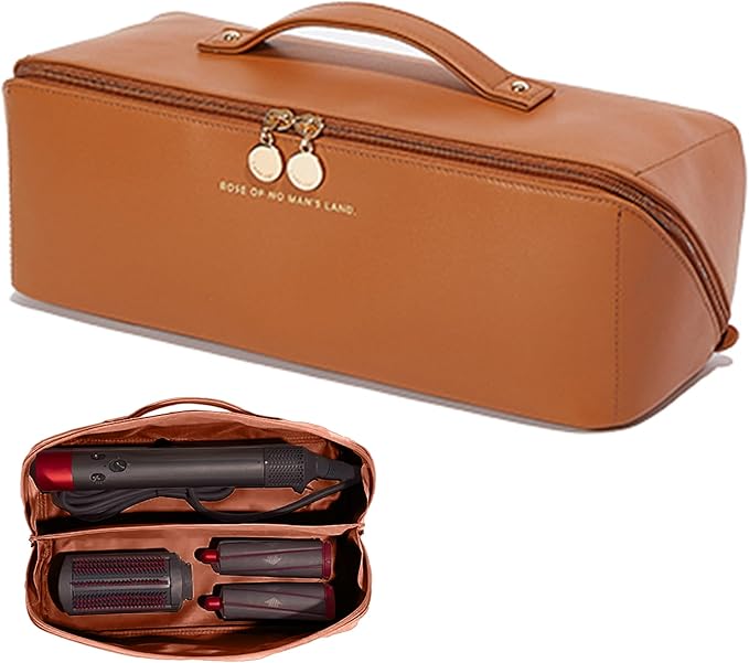 Travel Case Compatible with Dyson Airwrap Styler, Portable Supersonic Hair Dryer Travel Storage Bag, Waterproof Carrying Case Organizer for Shark Flexstyle and Attachments (Brown)