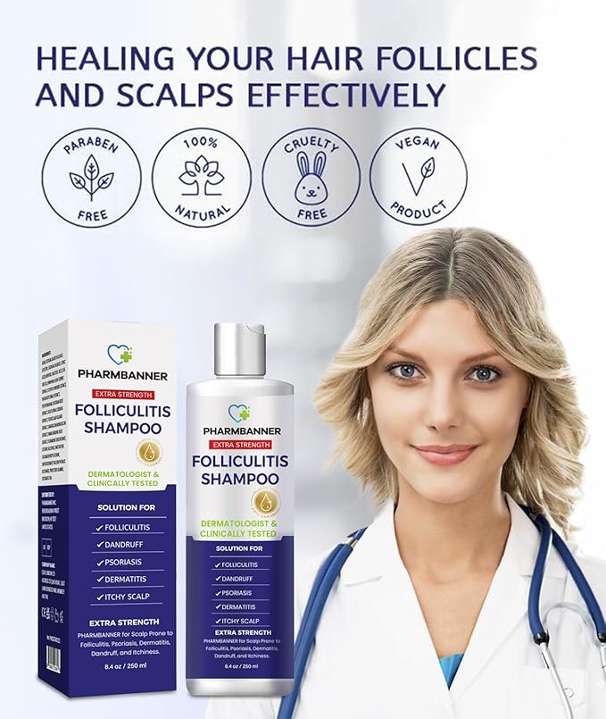 Anti-Fungal Shampoo for Itchy, Dry Scalp – Supports Scalp Health, Helps with Folliculitis, Seborrheic Dermatitis & Scalp Flaking-2 Pack
