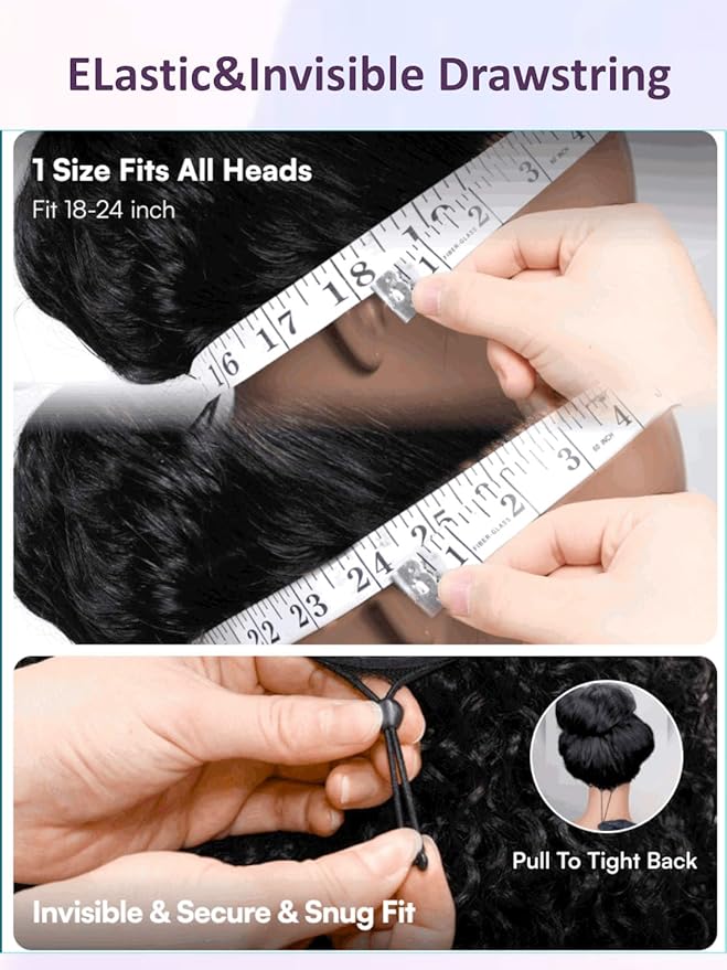 Yiroo Light Yaki Straight Wig Human Hair with Side Swept Bangs,7x5 Lace Front Bye Bye Knots Glueless Wig Human Hair Pre Plucked Pre Cut,Elastic Drawstring Wear and Go Wig for Women 150% Density 16Inch