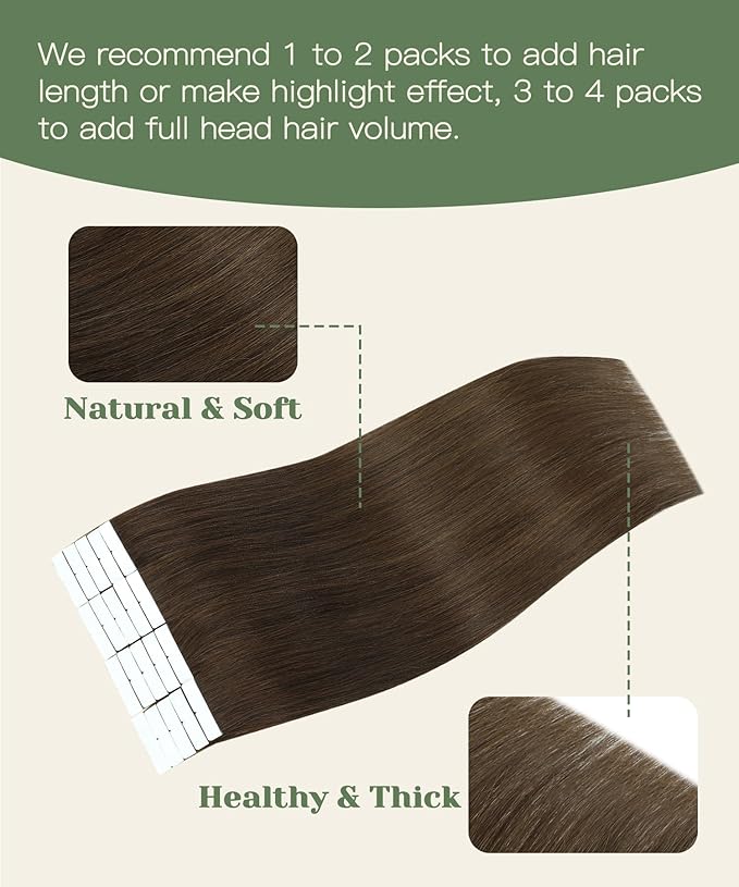 SURNEL Injected Tape in Hair Extensions 14 Inch #4 Chocolate Brown Upgraded Seamless Remy Invisible Tape in Extensions 20 Pcs 30g(#4,14)