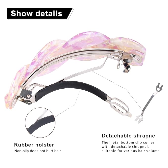 Hair Barrettes For Women - 3Pcs Large Barrettes for Thick Hair French Design with Beautiful Lines Elegant and Stylish - Perfect Hair Accessories for Thick Hair