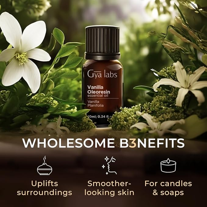 Gya Labs Vanilla Essential Oil - 0.34 Fl Oz - for Hair, Skin, Diffuser, Aromatherapy & DIY Candle Making Scent