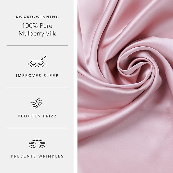 Fishers Finery 25mm 100% Pure Mulberry Silk Pillowcase (English Rose King 2 Pack)