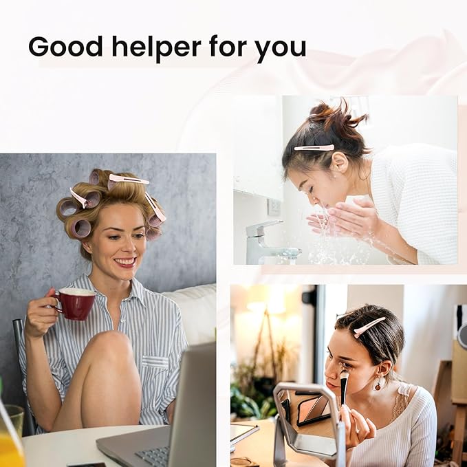 AIMIKE 4pcs Hair Clips for Styling Sectioning, No Crease Duck Billed Hair Clips with Silicone Band, Hair Styling Clips, Salon and Home Hair Cutting Clips for Hairdresser