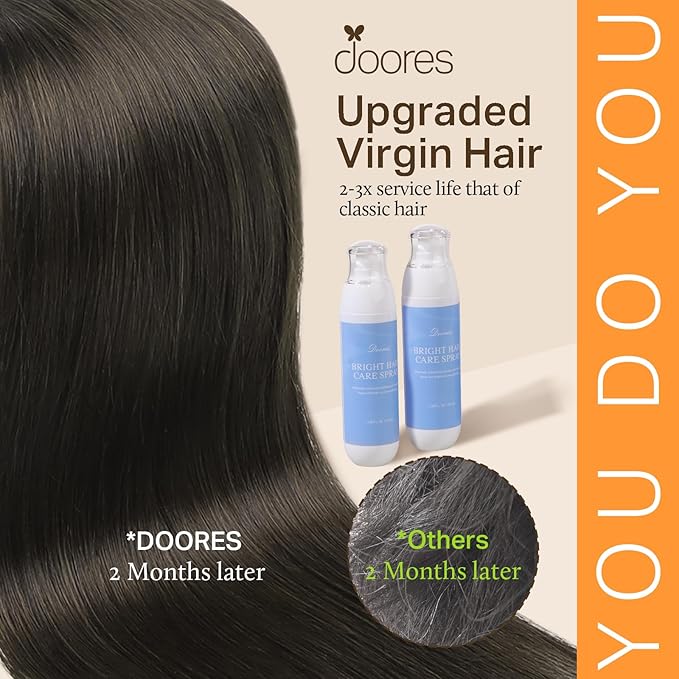 DOORES Mocha Brown Real Human Hair Extensions, 7pcs 120g 24 Inch, Clip in, Seamless, Natural Invisi Edge, Straight