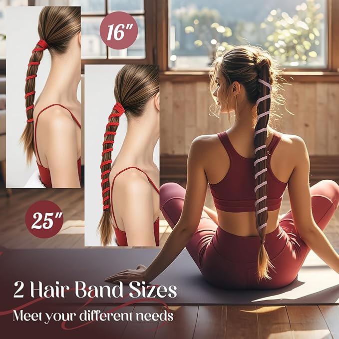 3 Packs Ponytail Holders Hair Ties for Women, Spiral Pony Tails Elastic Braided Hair Holders for Gym Swimming Sports (3pcs16"colorful01)