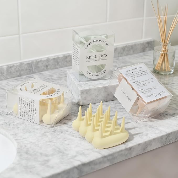 Luxury Shampoo Brush, Scalp Massager and Exfoliator Features Soft Bristles to Aid in Dandruff Relief, Increase Circulation, Stimulate Hair Growth for Healthy Looking Hair