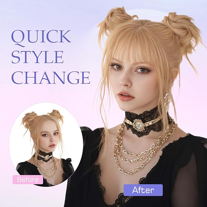 Hairro Bangs Hair Clip 3D 360°Cover Clip On Bangs Remy Human Hair Topper With Bangs Fringe French Bangs With Temples Clip In Bangs Hair Extensions 8 Inches 10g #60 Platinum Blonde