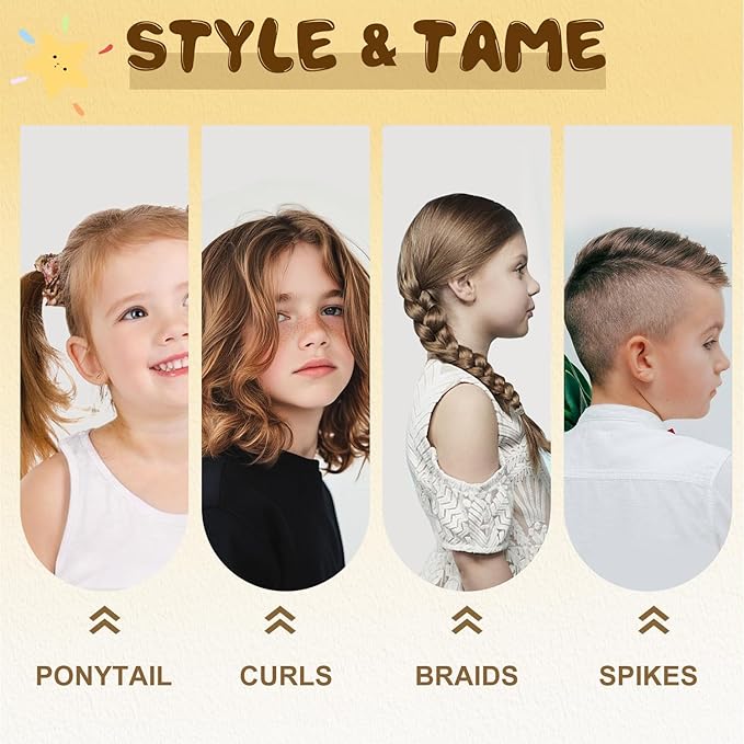 Samnyte Hair Gel for Kids, Baby Hair Gel Fly Away Hair Tamer, Styling Gel - Vitamin E Moisturize and Nourish, Flexible Hold Designed for Boys & Girls 3.4 Fl Oz