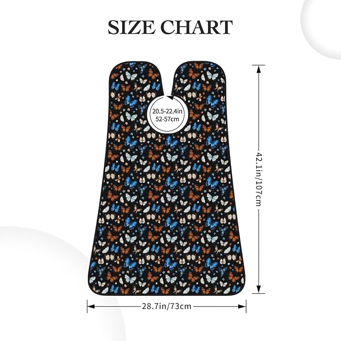 Waterproof Beard Trimming Bib, Non-Stick Hair Catcher for Men Shaving, Grooming Apron for Husband Dad, Blue and Yellow Tropic Butterflies Goth Shave Bib