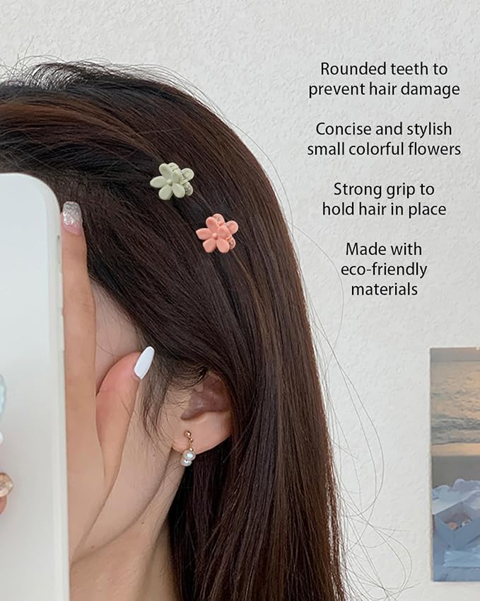 100 Pack Mini Flower Hair Clips for Girls, Toddlers, and Babies – Small Claw Clips for Thin Hair, Non-Slip & Durable Plastic, Random Colors – Cute Hair Accessories for Kids & Women
