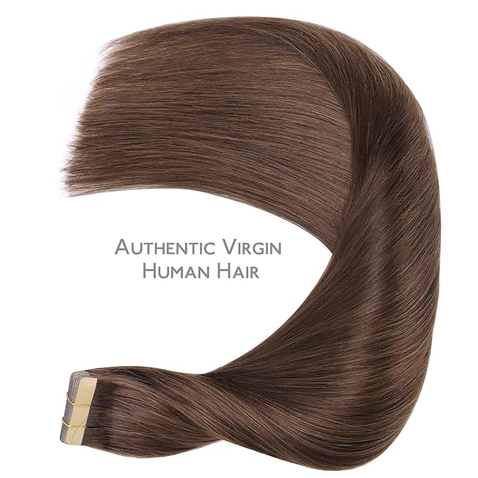 WENNALIFE Tape in Hair Extensions Human Hair, 20pcs 50g 18 inch Chocolate Brown Remy Hair Extensions Straight Human Hair Tape in Extensions Skin Weft Tape Extensions Human Hair